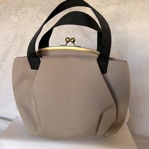 AYANOKOJI tan canvas black strap bucket  12x9” brass tone hardware Made in Japan